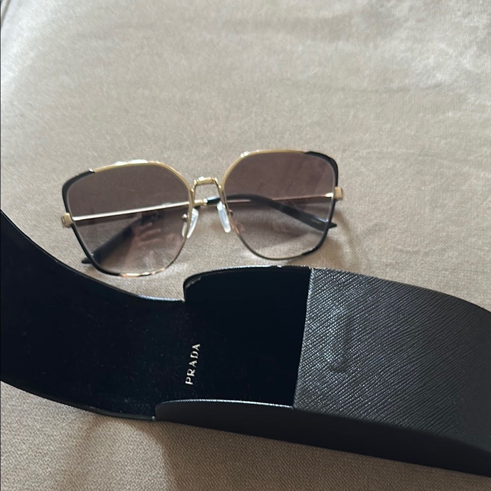 Prada Black and Gold Women's Sunglasses